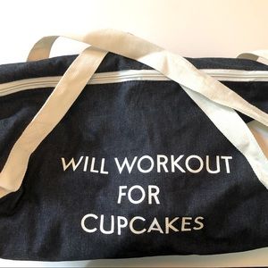 ‘will workout for cupcakes’ gym/duffel bag